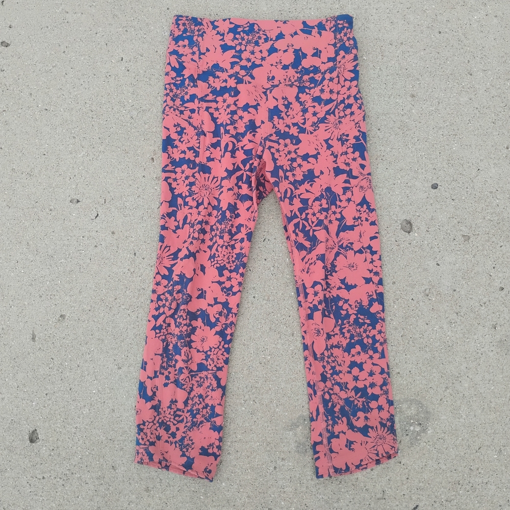 lululemon athletica Pink and Blue Floral Leggings